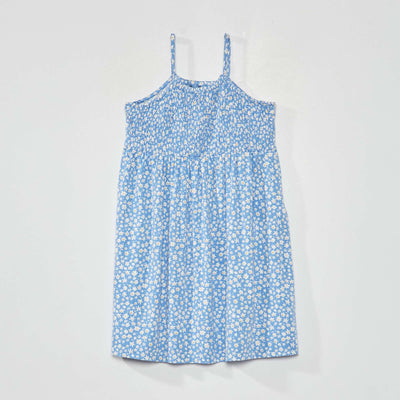 Robe fleuri à fines bretelles Bleu