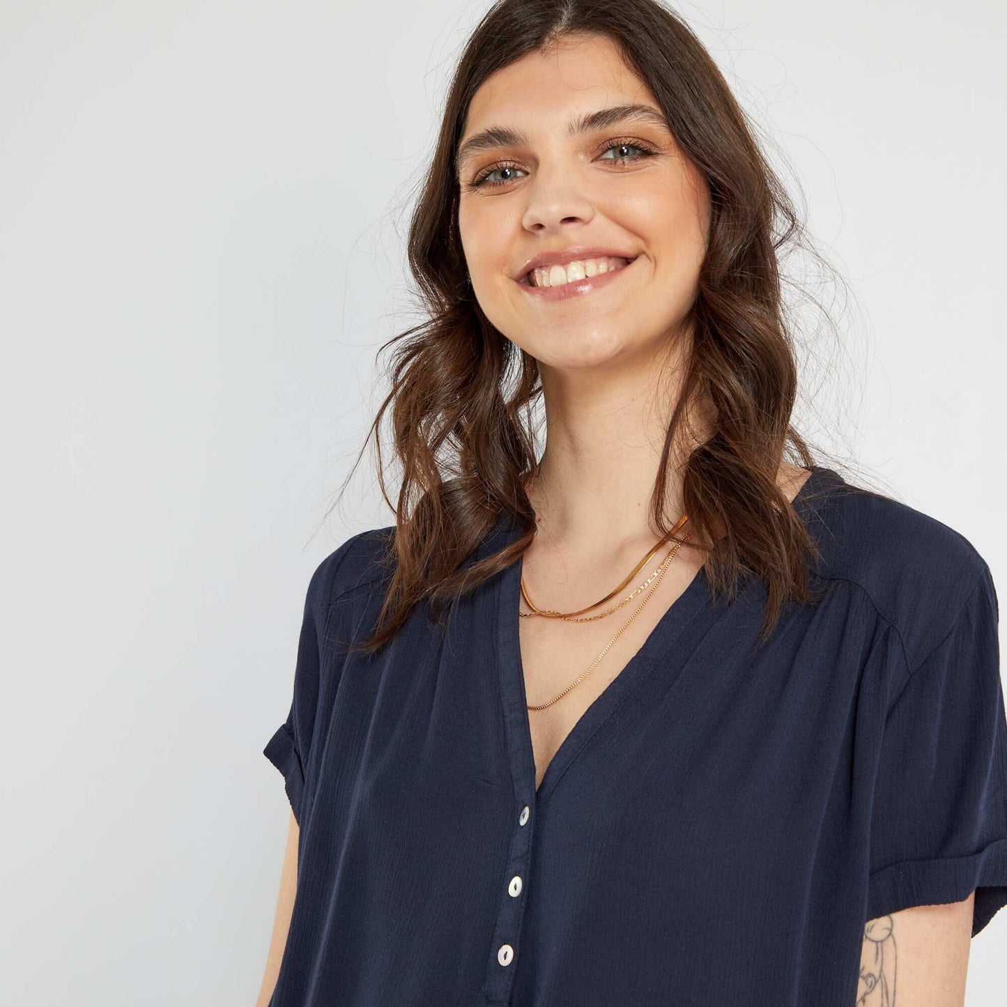 Blouse fluide bleu marine