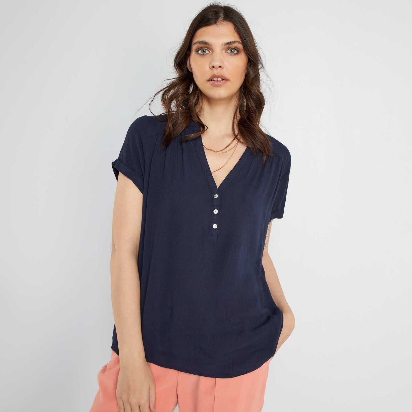 Blouse fluide bleu marine