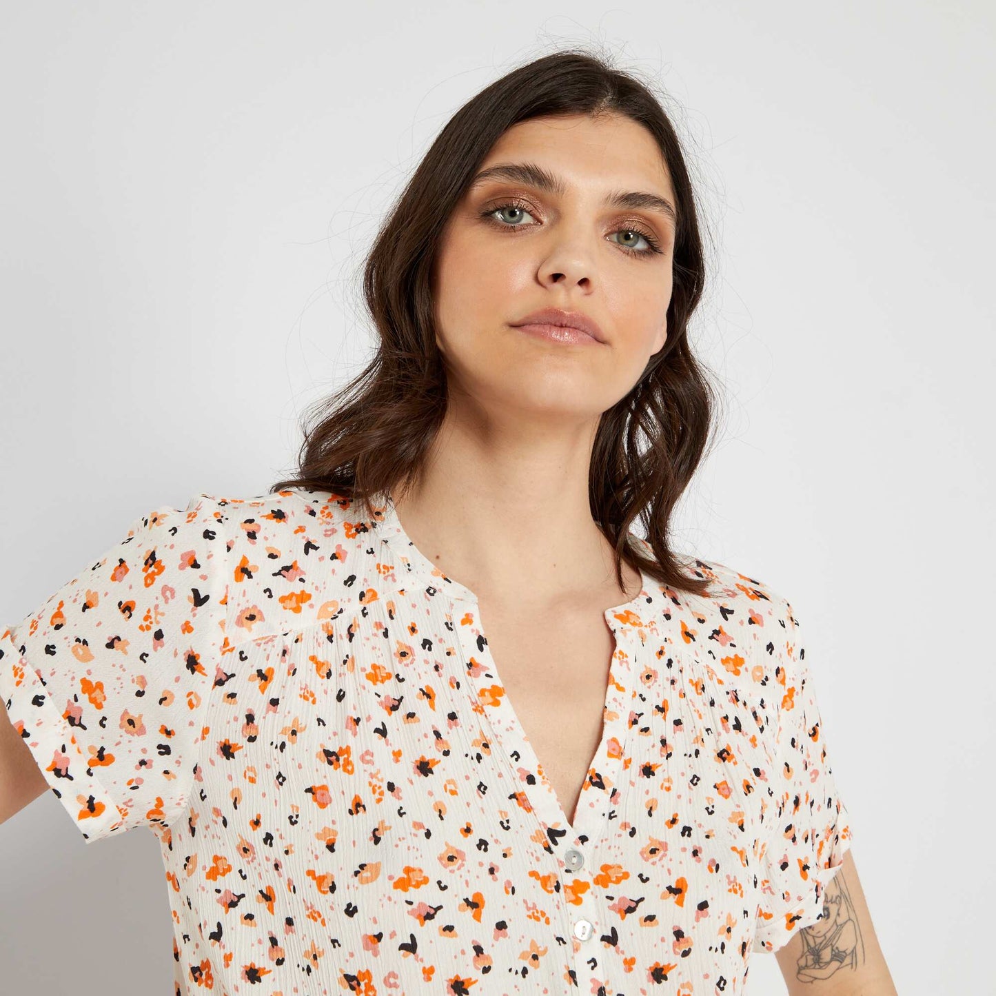 Blouse fluide imprimée Orange