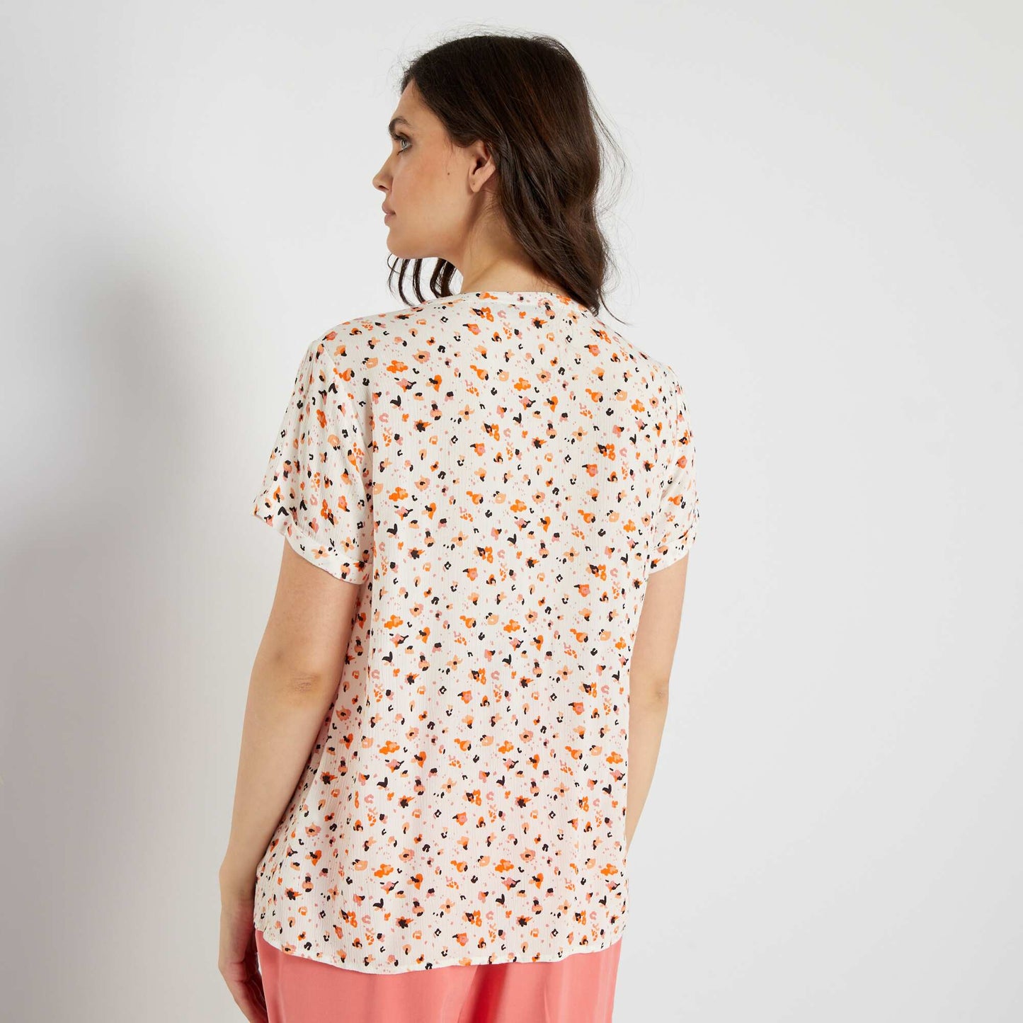 Blouse fluide imprimée Orange