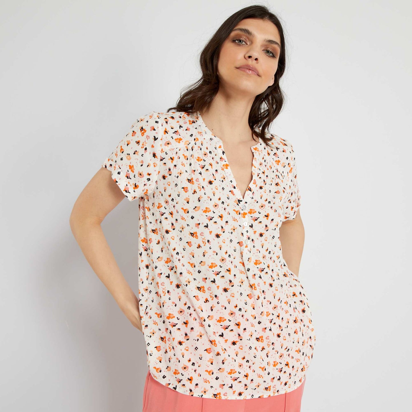 Blouse fluide imprimée Orange