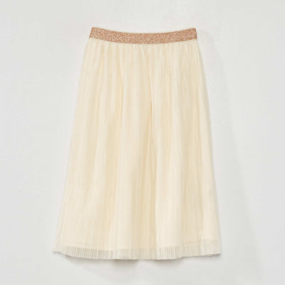 Jupe midi en tulle Beige