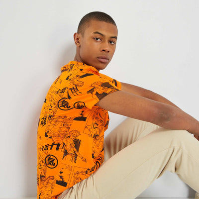 T-shirt en jersey avec imprimé Orange