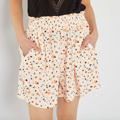 Short fluide et léger avec imprimé Orange