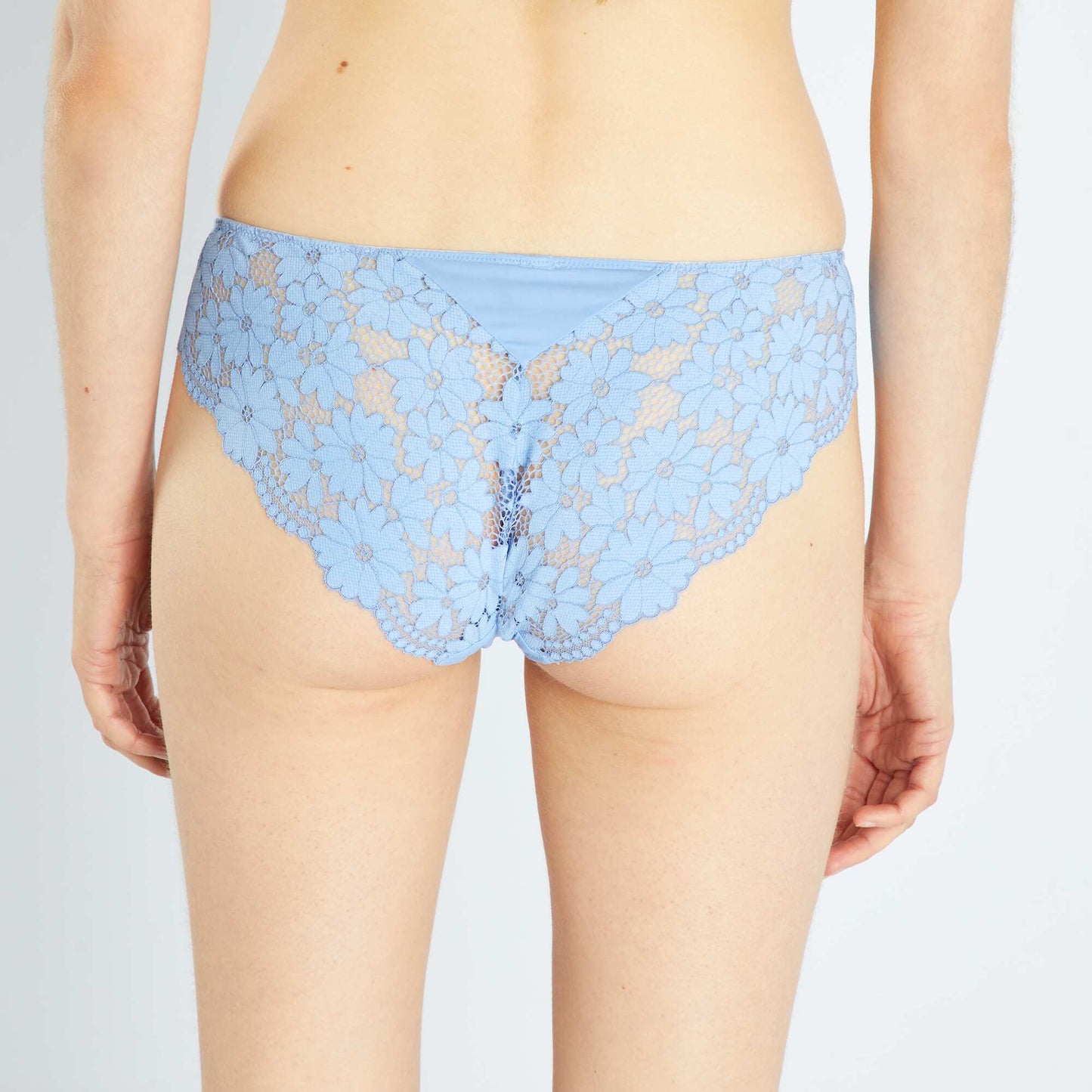 Culotte en microfibre et dentelle Bleu