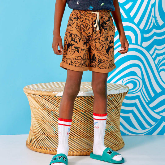 Bermuda droit avec imprimé Marron