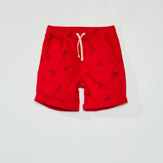 Bermuda droit avec imprimé Rouge