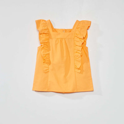 Blouse avec volants orange abricot