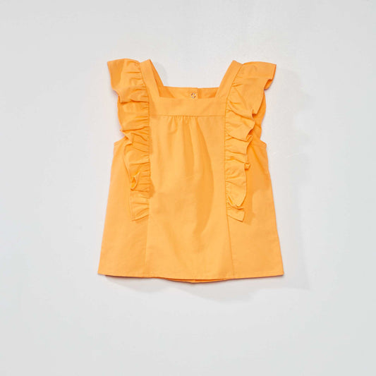 Blouse avec volants orange abricot