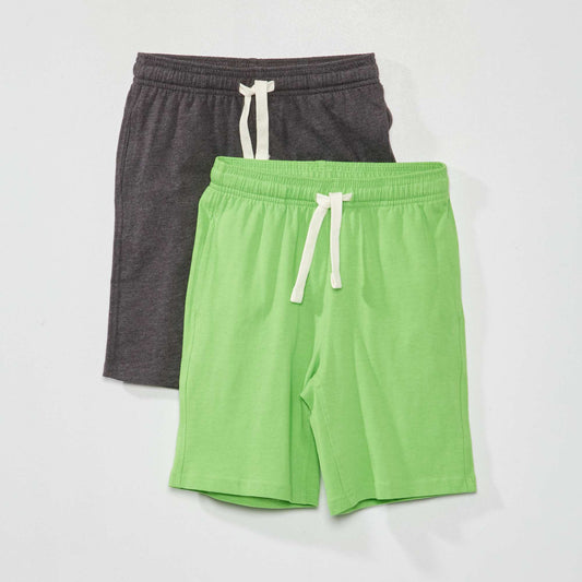 Lot de bermudas en jersey - 2 pièces Gris/vert