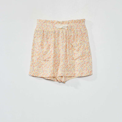 Short fluide et léger Blanc à motifs