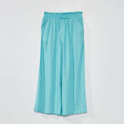 Pantalon fluide à motif Bleu
