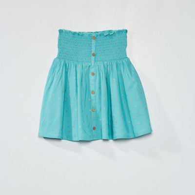Jupe taille smockée Bleu