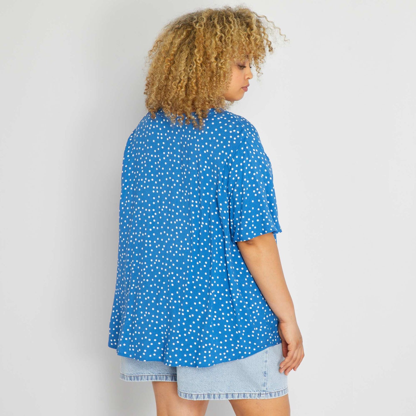 Blouse à manches courtes avec imprimé Bleu