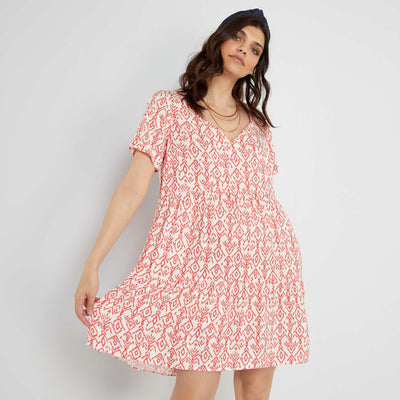 Robe courte col effet cache-coeur Rouge