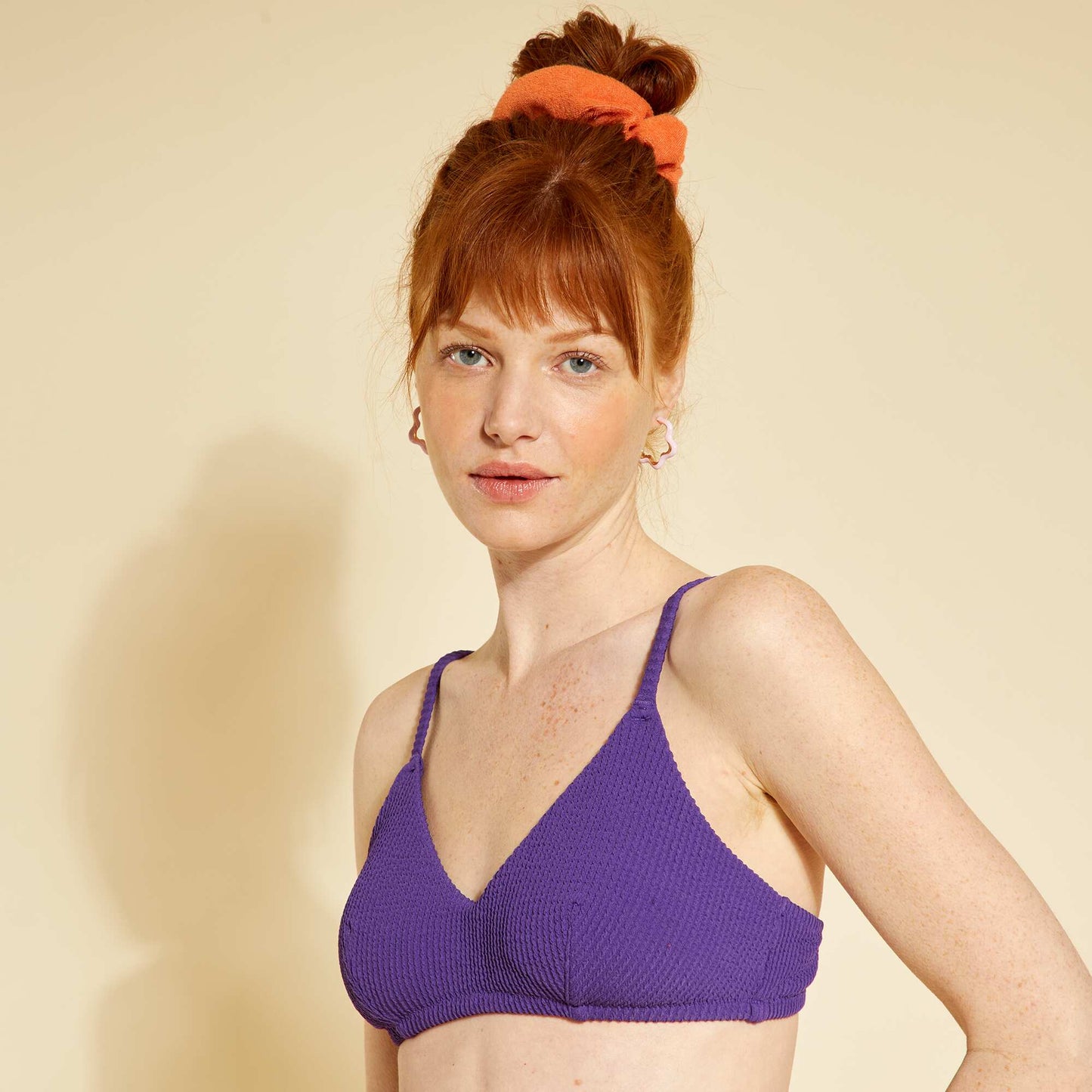 Haut de maillot de bain triangle côtelé Violet