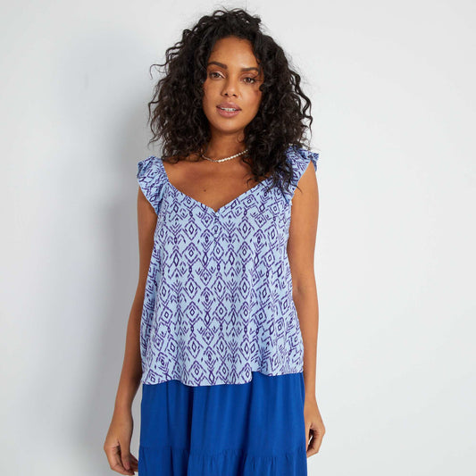 Blouse imprimé fantaisie Bleu