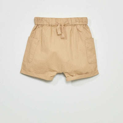 Short en coton motif chevrons Beige