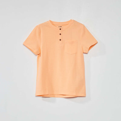 Polo en piqué de coton col tunisien ORANGE