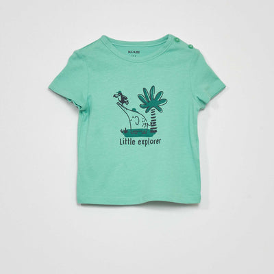 T-shirt en jersey avec imprimé Vert 'explorer'