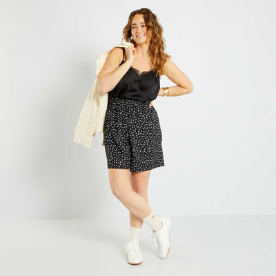 Short fluide avec imprimé Noir
