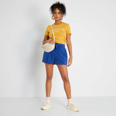 Short avec ceinture à nouer Bleu