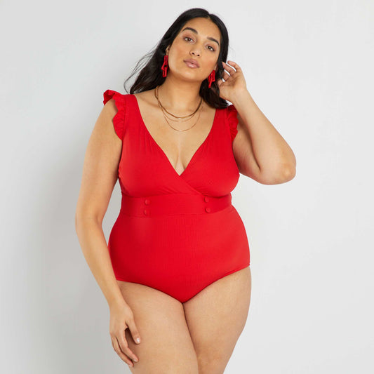 Maillot de bain 1 pièce rouge chiné