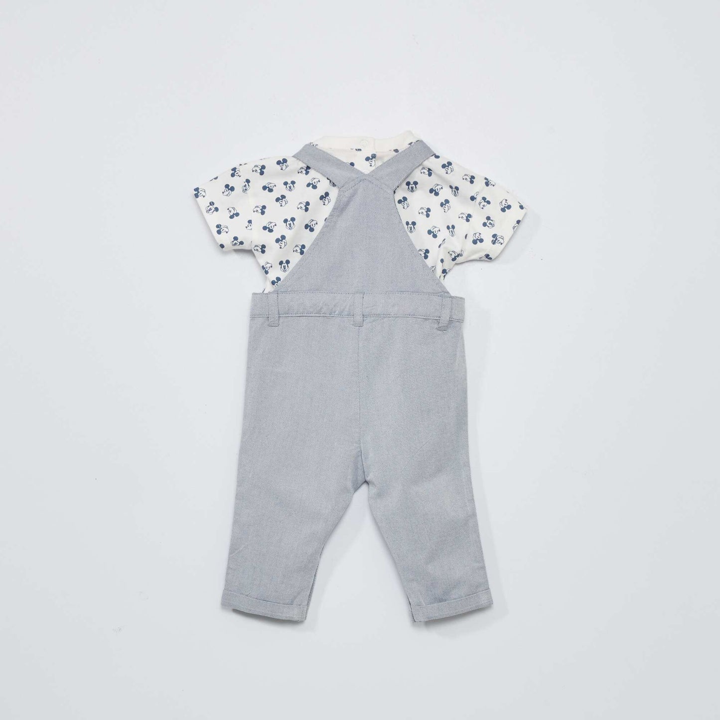 Ensemble salopette + tee-shirt 'Mickey' - 2 pièces Blanc/gris