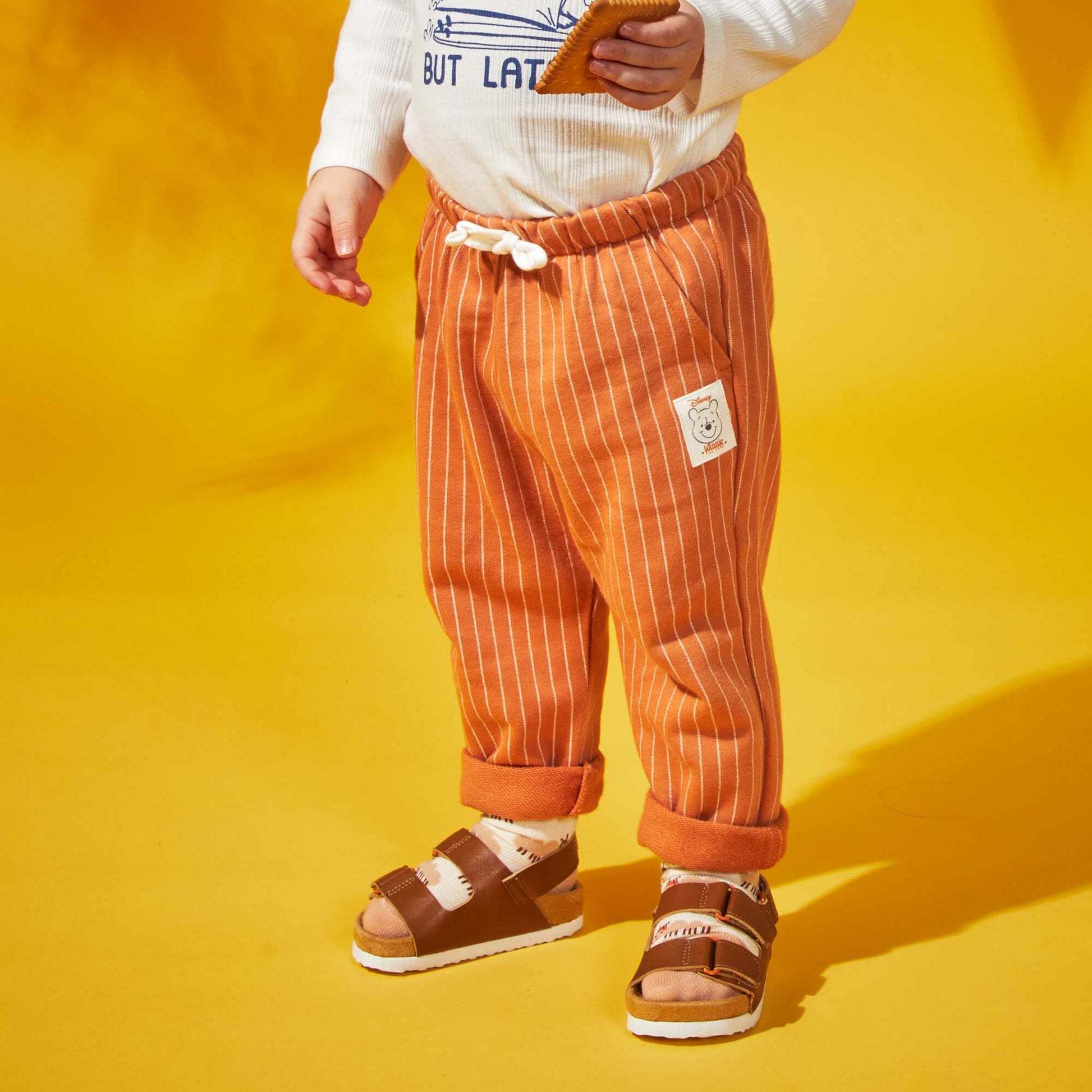 Pantalon french terry rayé 'Winnie' Marron