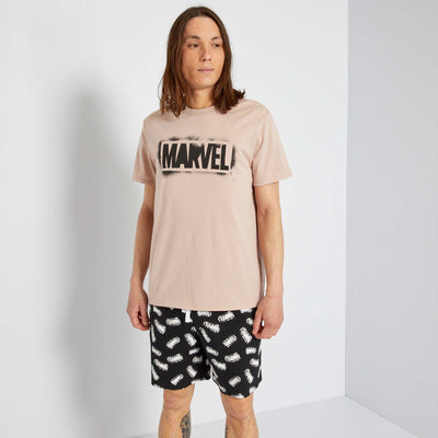 Pyjama court 'Marvel' en jersey - 2 pièces Noir/gris