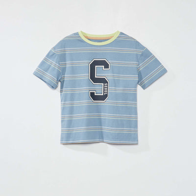 T-shirt en jersey à manches courtes BLEU