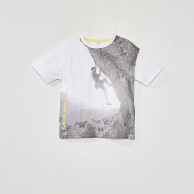 Tee-shirt imprimé 'escalade' Blanc/gris