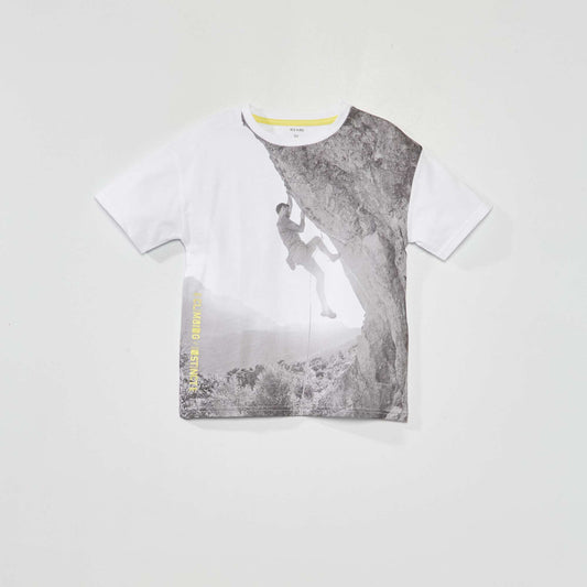 Tee-shirt imprimé 'escalade' Blanc/gris