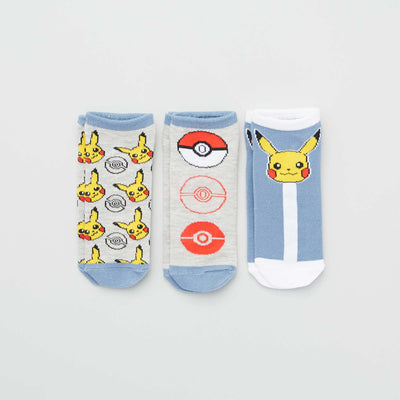 Socquettes 'Pokémon' - Lot de 3 Gris/bleu