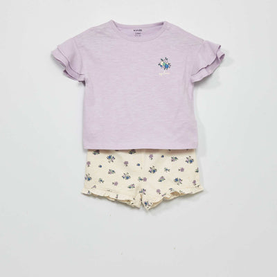 Ensemble pyjama court - 2 pièces Violet/blanc