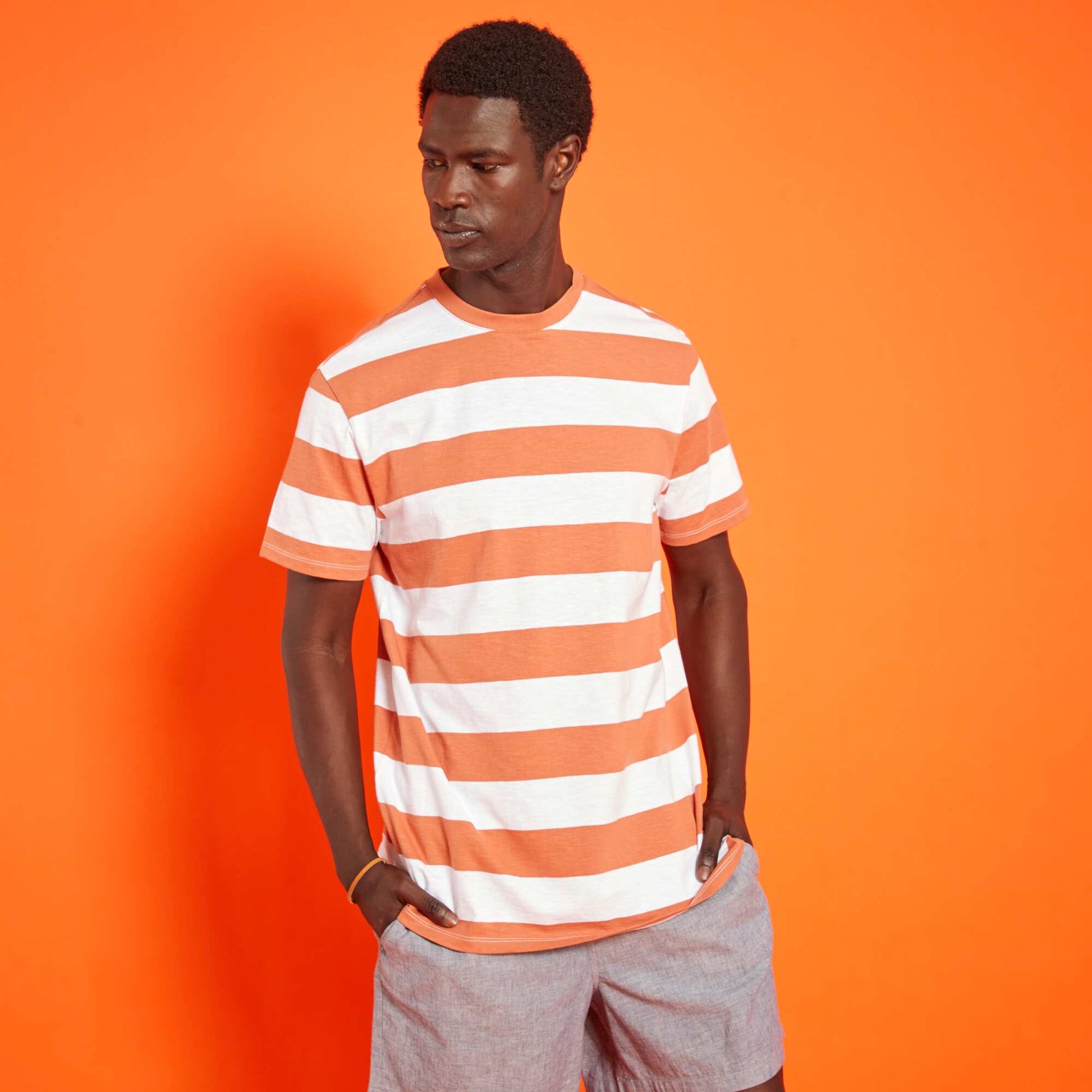 Tee-shirt à rayures Orange