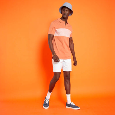 Polo en jersey avec imprimé à rayures Orange