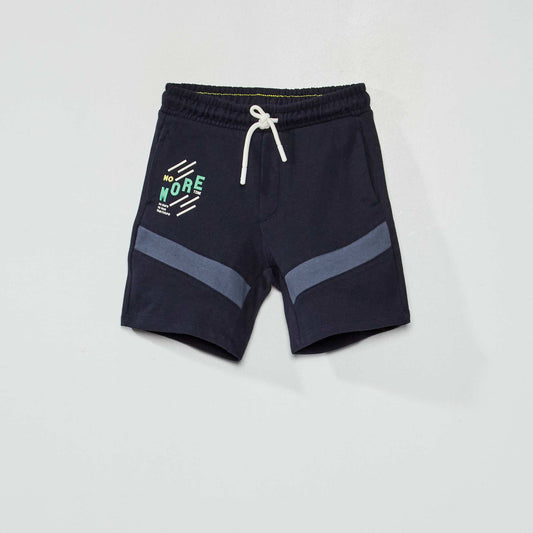 Bermuda en molleton avec bandes contrastantes Bleu marine