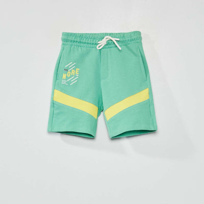 Bermuda en molleton avec bandes contrastantes Vert