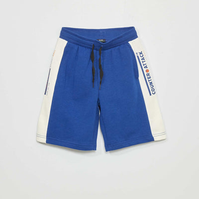 Short de sport en molleton Bleu/blanc