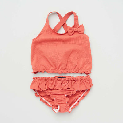 Maillot de bain avec volants - 2 pièces rouge framboise