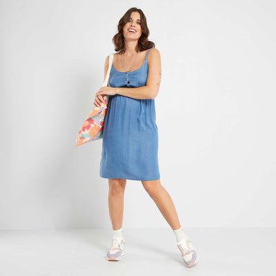 Robe fluide maternité effet denim Bleu
