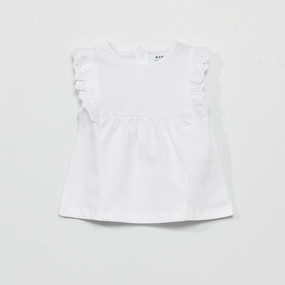 T-shirt en jersey avec manches brodées blanc