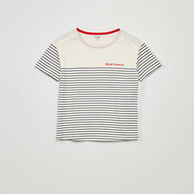 T-shirt à col rond imprimé Blanc