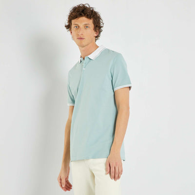 Polo en piqué de coton Bleu vert
