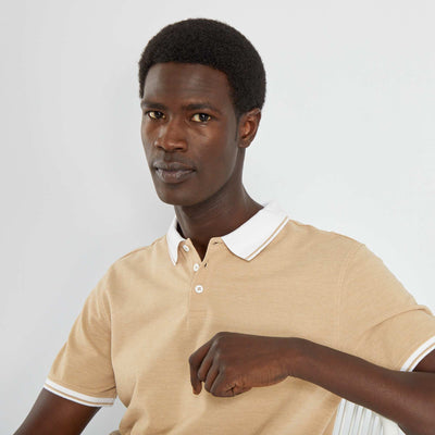 Polo en piqué de coton Beige
