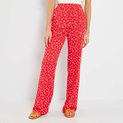 Pantalon wide leg à motifs Rouge