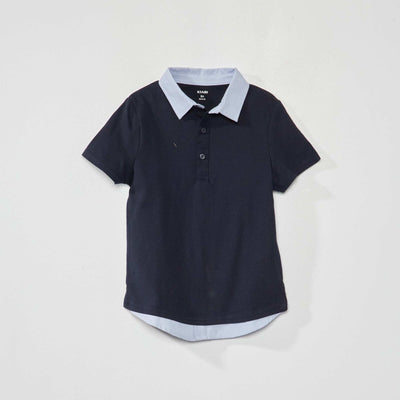 Polo en maille jersey effet 2 en 1 bleu marine
