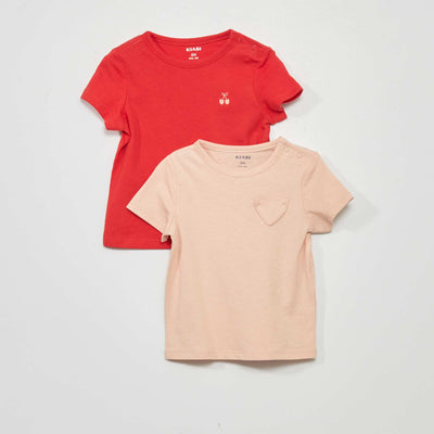 T-shirt à manches courtes - Lot de 2 Rouge/rose